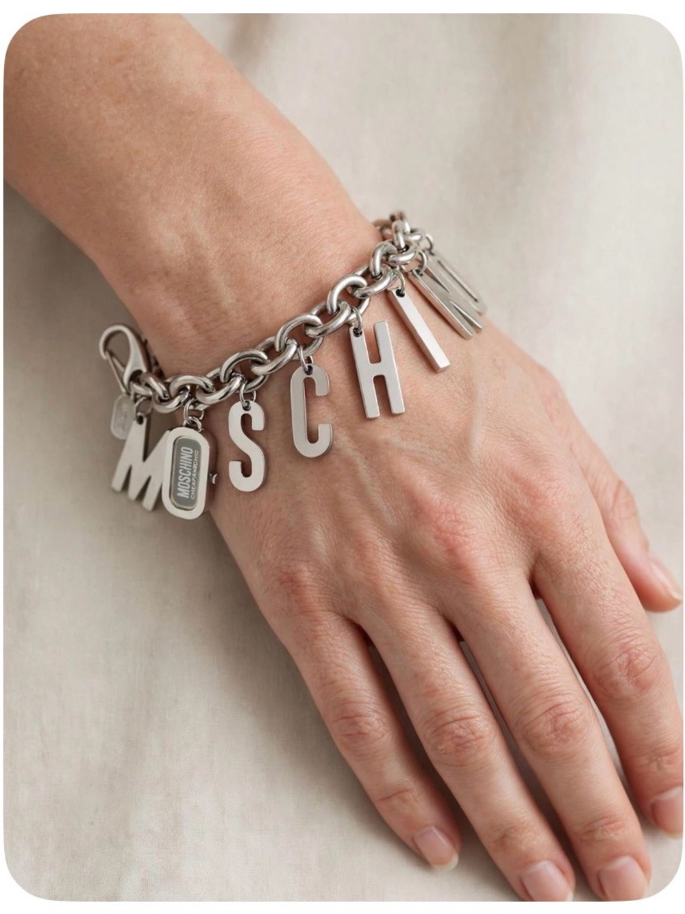 Moschino Stainless Steel Letter Charm Bracelet